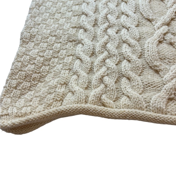 Inis Crafts 100% Merino Wool Cowl Neck Sweater Vintage Irish Fisherman Cable - Picture 5 of 9